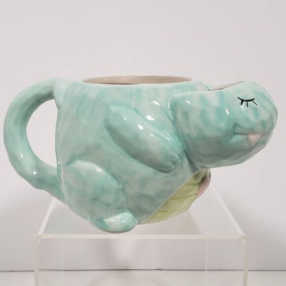Tea-Rex Tea Mug Cup 16 oz. Blue Green Whimsical Cupboard - Picture 3 of 8